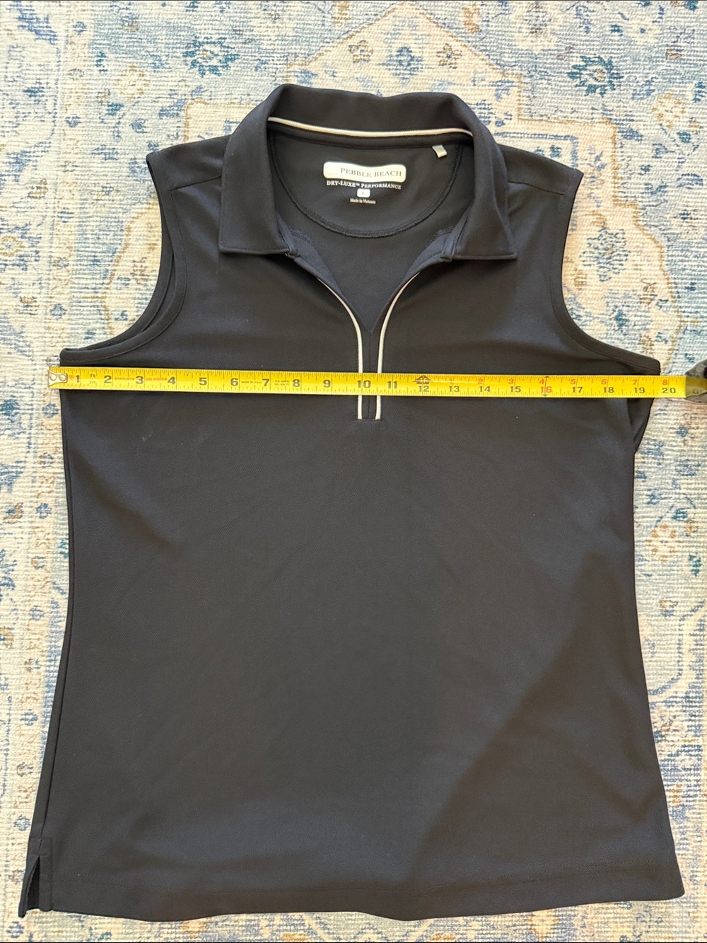Pebble Beach Women's Black Sleeveless Polo Dry Luxe Performance.